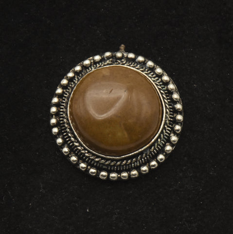 Vintage Polished Brown Jasper Pendant - MISSING BAIL