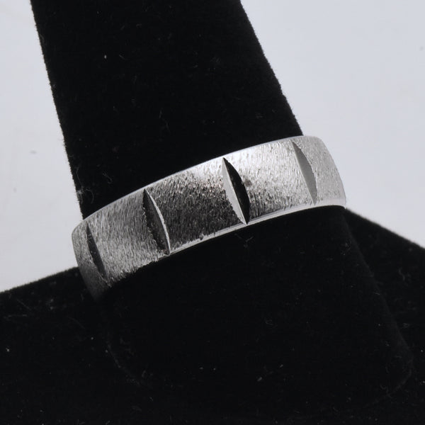 Silver Tone Brushed Metal Texture Band - Size 10.75