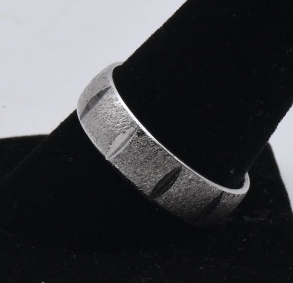 Silver Tone Brushed Metal Texture Band - Size 10.75