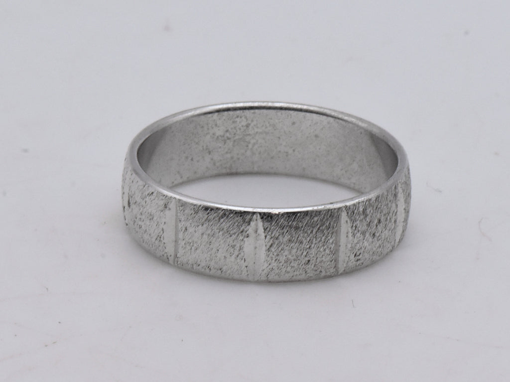 Silver Tone Brushed Metal Texture Band - Size 10.75