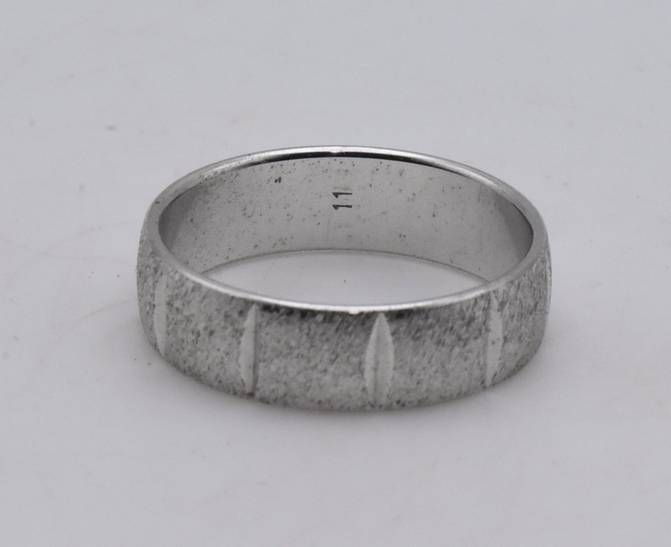 Silver Tone Brushed Metal Texture Band - Size 10.75