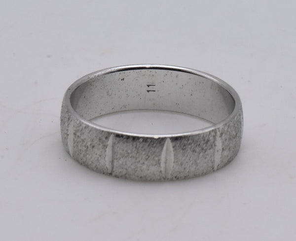 Silver Tone Brushed Metal Texture Band - Size 10.75