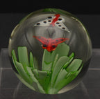 Vintage Handmade Butterflies Glass Paperweight