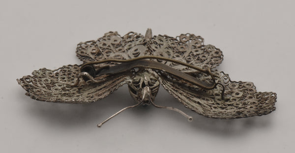 Vintage Ornate Filigree Butterfly Brooch