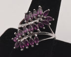Vintage Sterling Silver Rhodolite Bypass Ring - Size 9