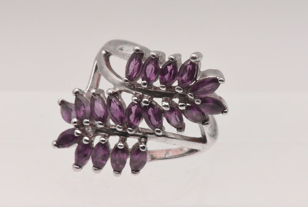 Vintage Sterling Silver Rhodolite Bypass Ring - Size 9