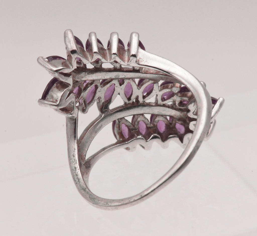 Vintage Sterling Silver Rhodolite Bypass Ring - Size 9