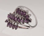 Vintage Sterling Silver Rhodolite Bypass Ring - Size 9