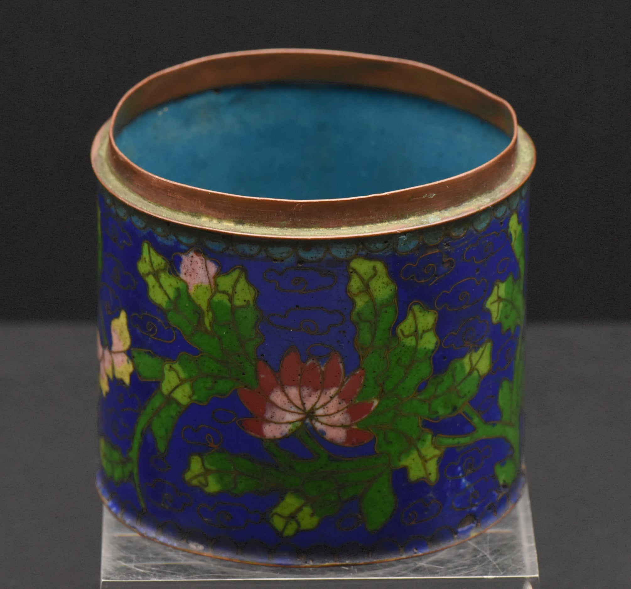 Vintage Metal Cloisonne Enamel Canister