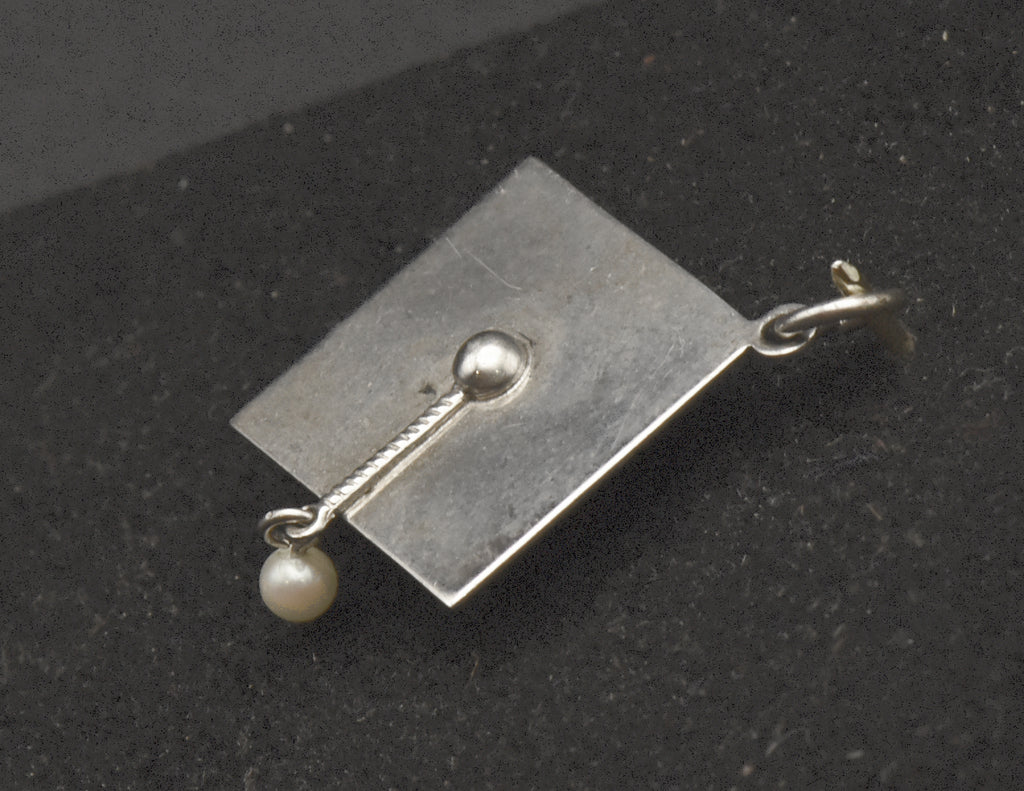 Vintage Graduation Cap Sterling Silver Charm