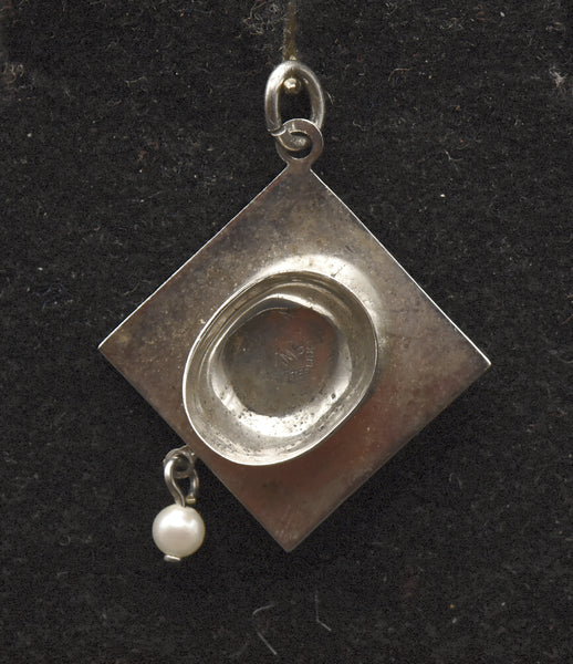 Vintage Graduation Cap Sterling Silver Charm