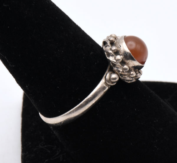 Vintage Handmade Carnelian Sterling Silver Ring - Size 8.25