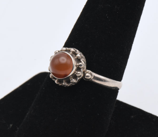 Vintage Handmade Carnelian Sterling Silver Ring - Size 8.25