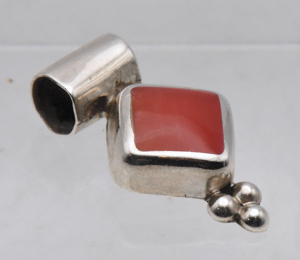 Vintage Inlaid Carnelian Sterling Silver Pendant