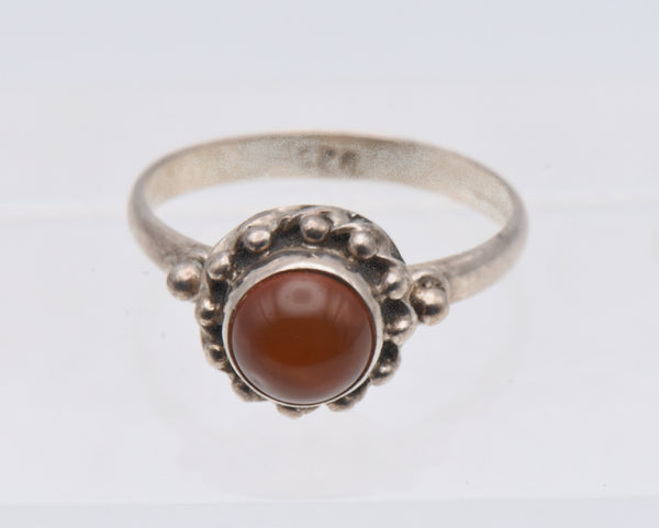 Vintage Handmade Carnelian Sterling Silver Ring - Size 8.25