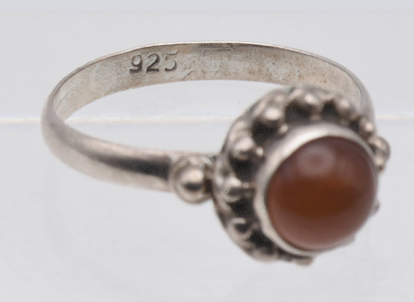 Vintage Handmade Carnelian Sterling Silver Ring - Size 8.25