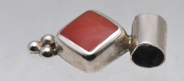 Vintage Inlaid Carnelian Sterling Silver Pendant