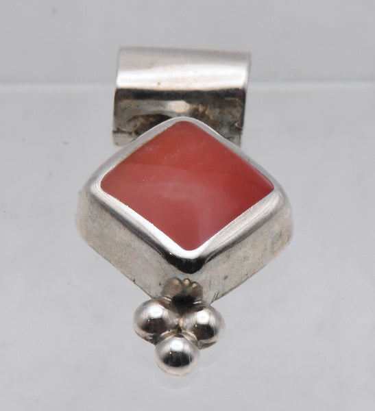 Vintage Inlaid Carnelian Sterling Silver Pendant