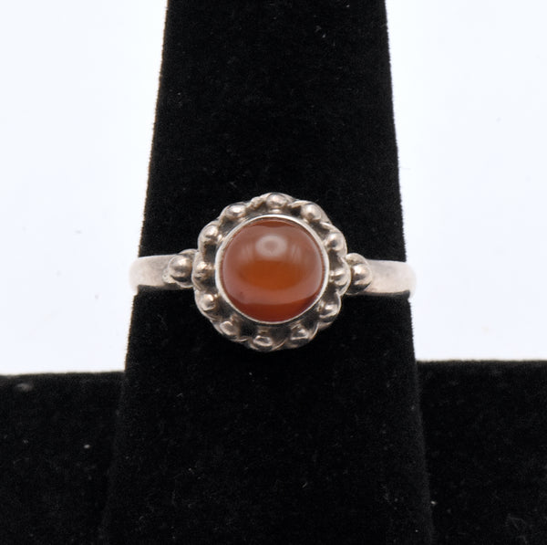 Vintage Handmade Carnelian Sterling Silver Ring - Size 8.25