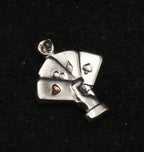 Vintage Card Trick Silver Charm