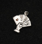 Vintage Card Trick Silver Charm