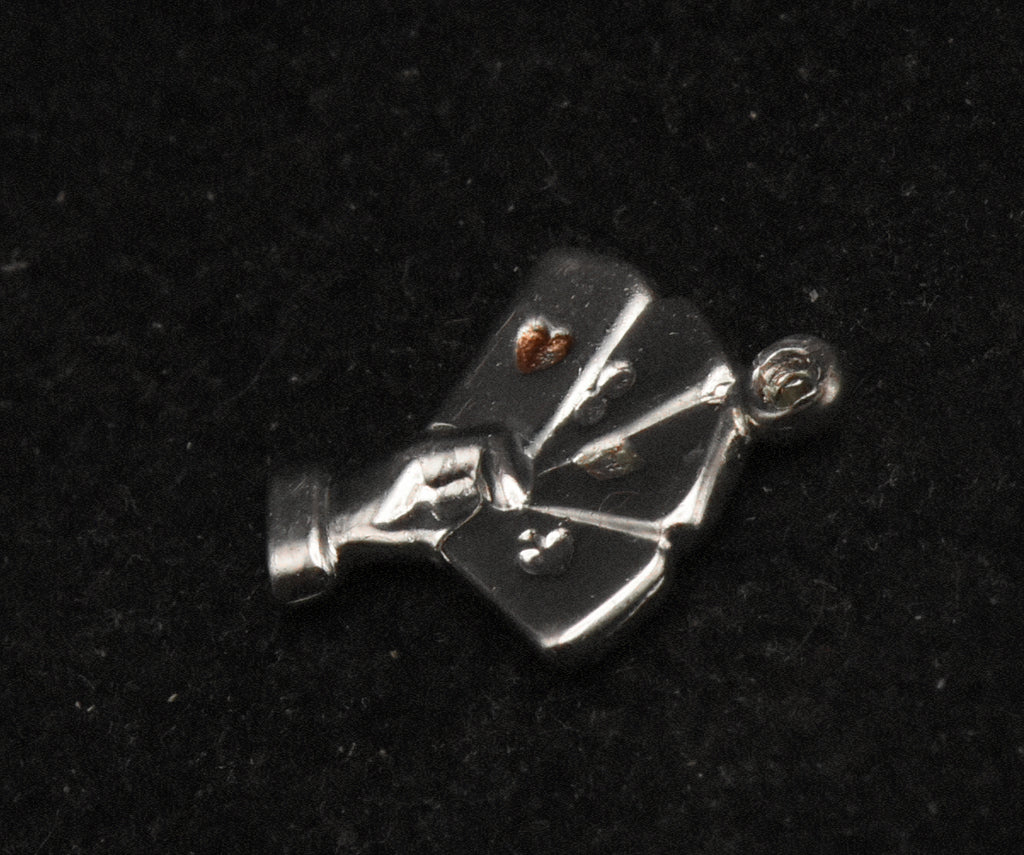 Vintage Card Trick Silver Charm