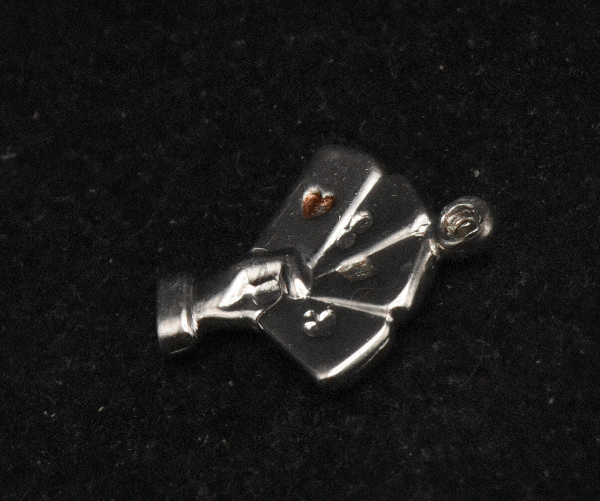 Vintage Card Trick Silver Charm