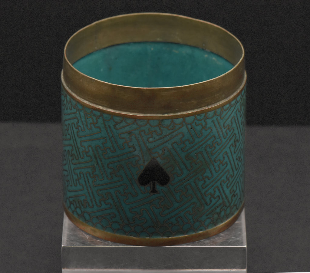 Very Cool Vintage Playing Cards Themed Metal Cloisonne Canister