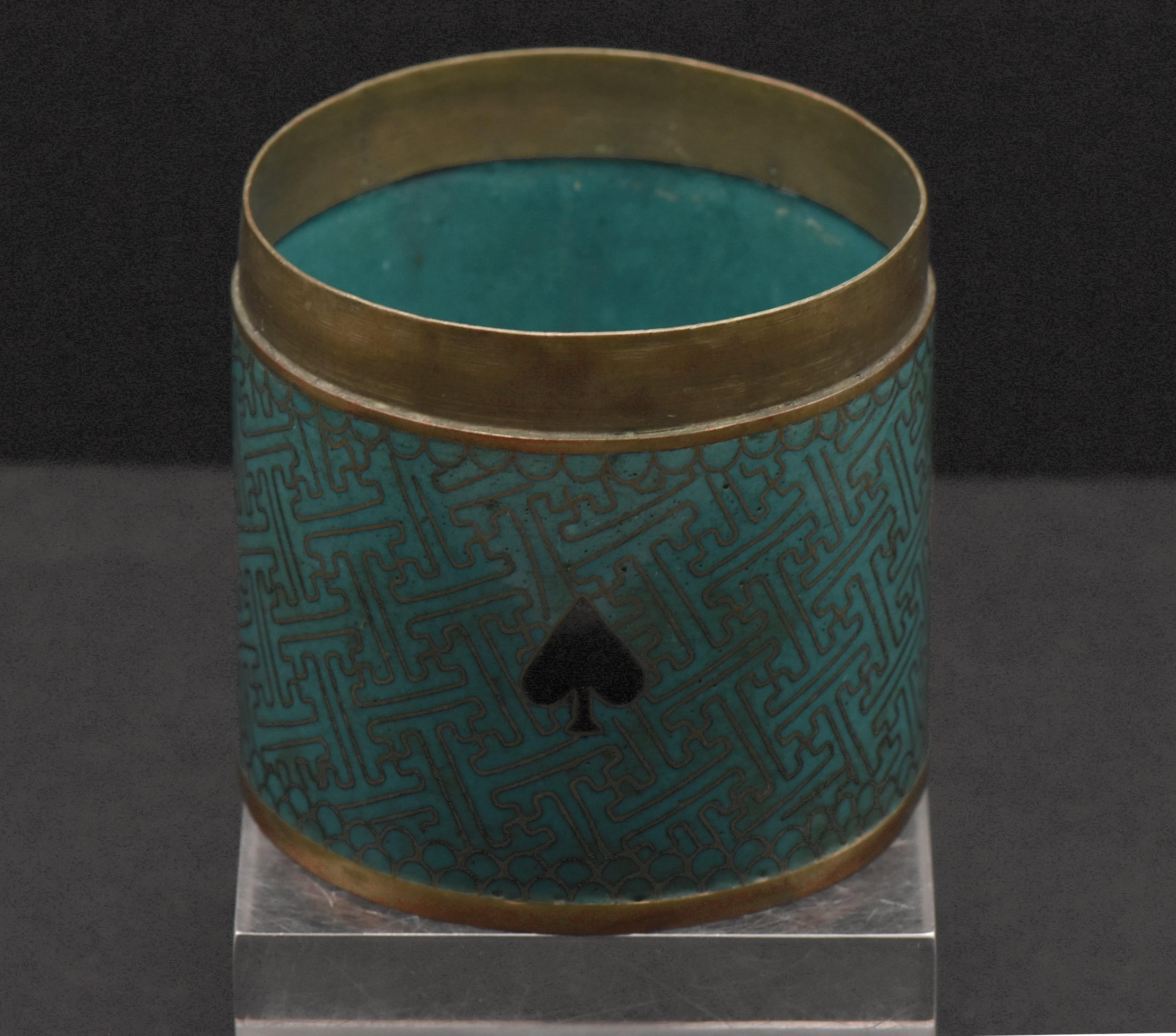 Very Cool Vintage Playing Cards Themed Metal Cloisonne Canister