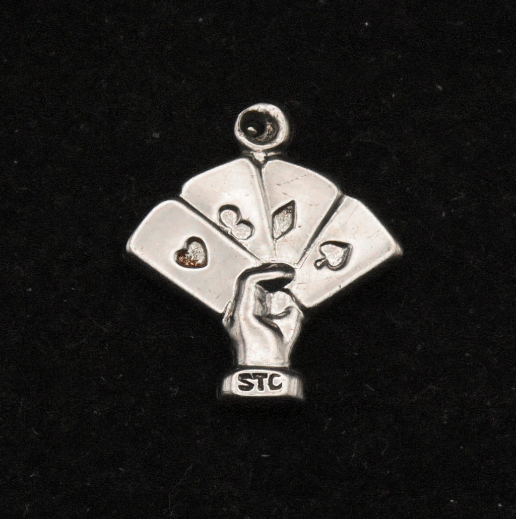 Vintage Card Trick Silver Charm
