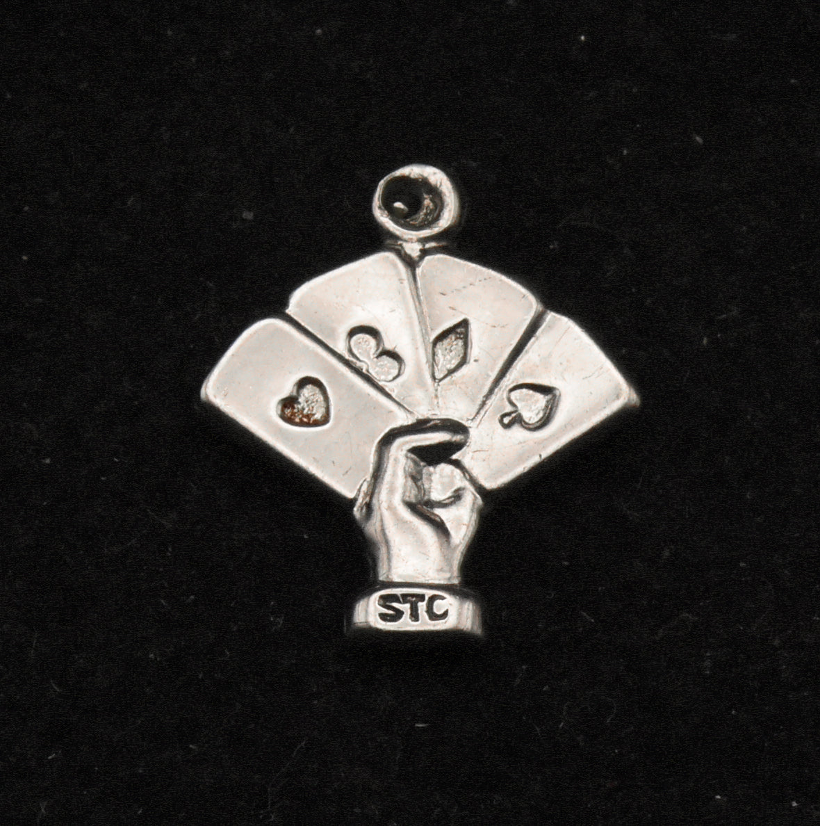 Vintage Card Trick Silver Charm