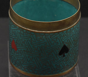 Very Cool Vintage Playing Cards Themed Metal Cloisonne Canister
