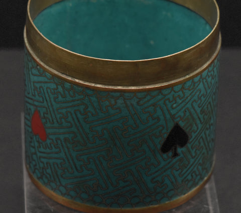 Very Cool Vintage Playing Cards Themed Metal Cloisonne Canister