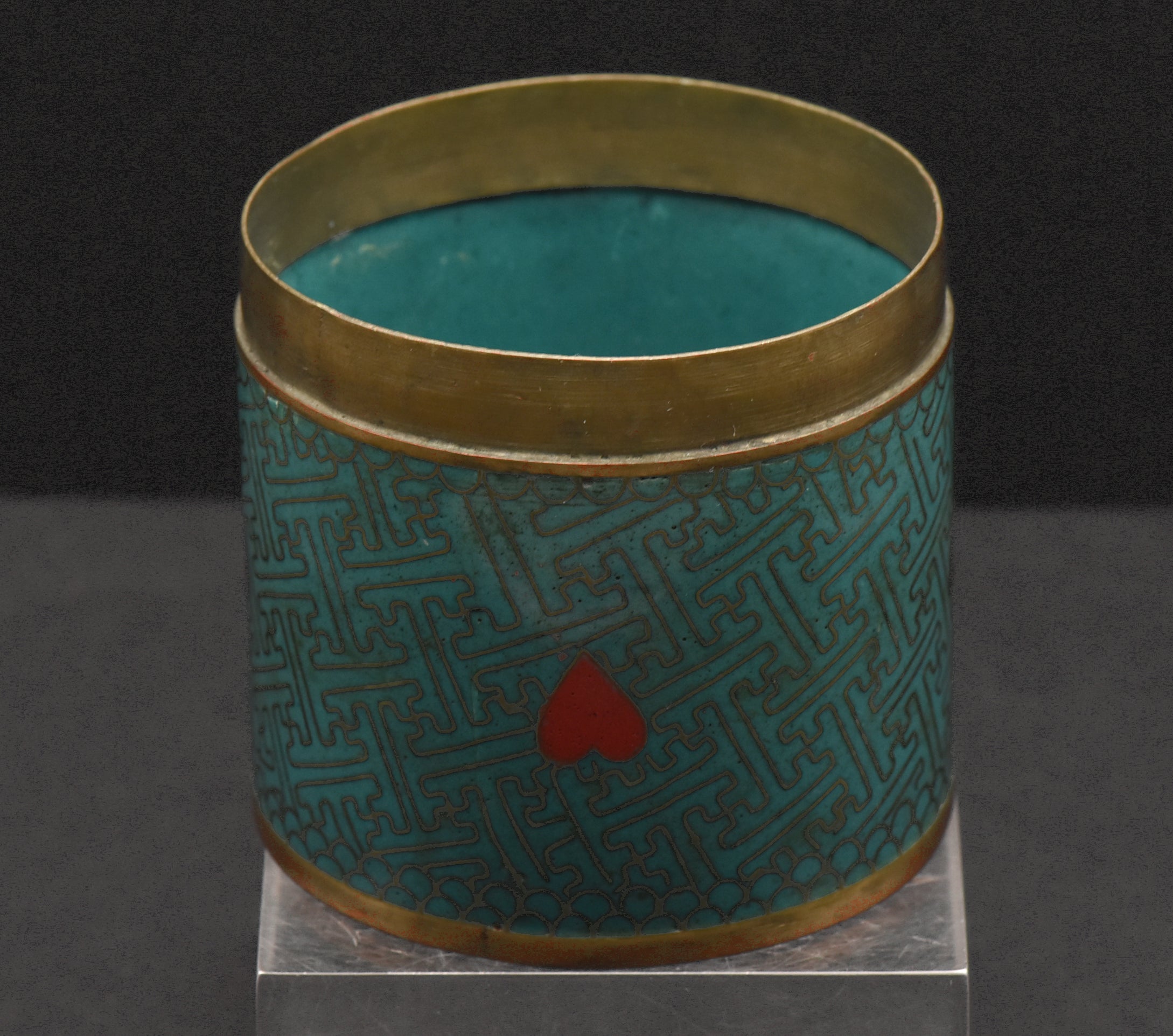 Very Cool Vintage Playing Cards Themed Metal Cloisonne Canister