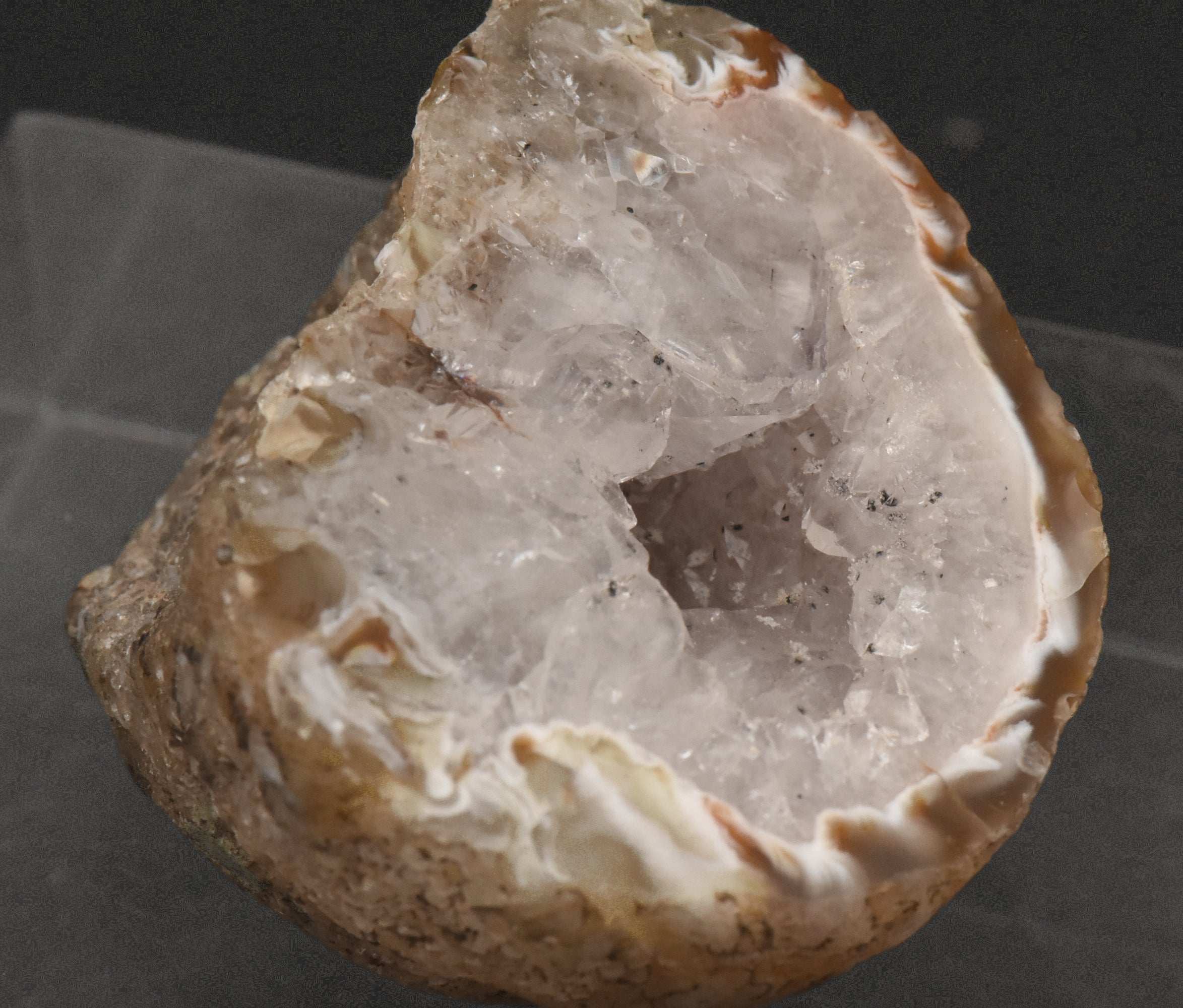 Carnelian and Quartz Geode Half