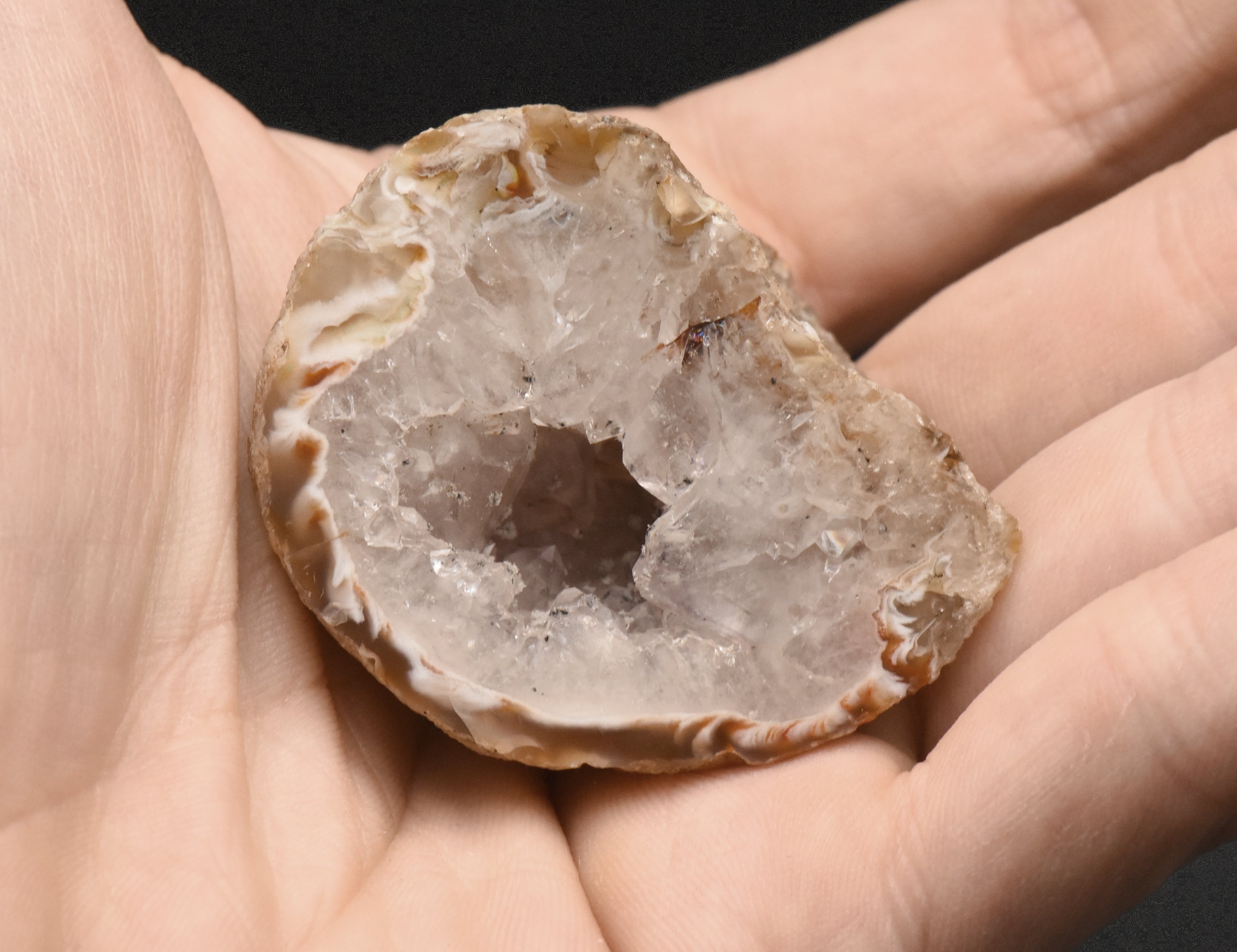 Carnelian and Quartz Geode Half