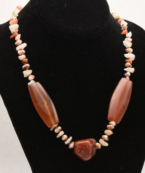 Vintage Carnelian Chunk Bead Necklace - 19.5"