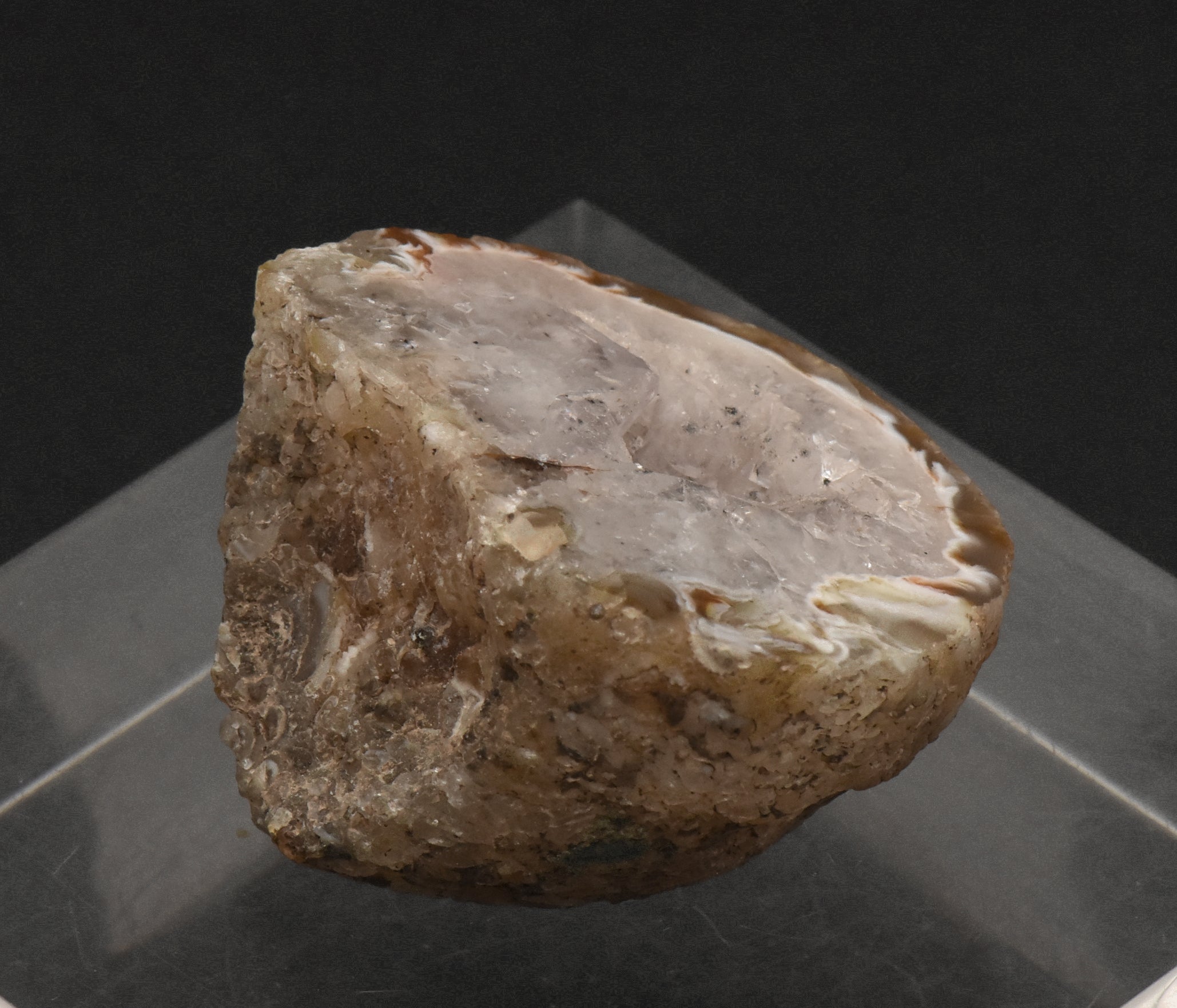 Carnelian and Quartz Geode Half