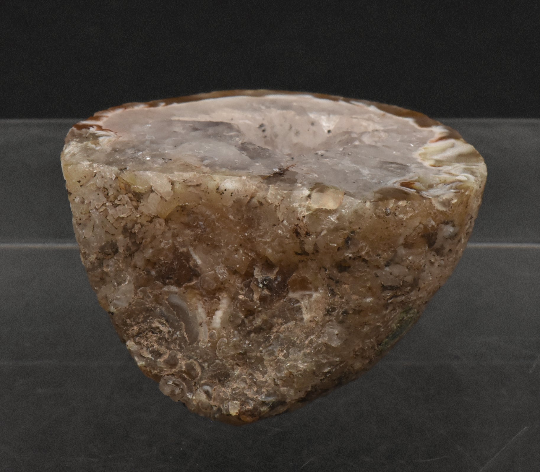 Carnelian and Quartz Geode Half