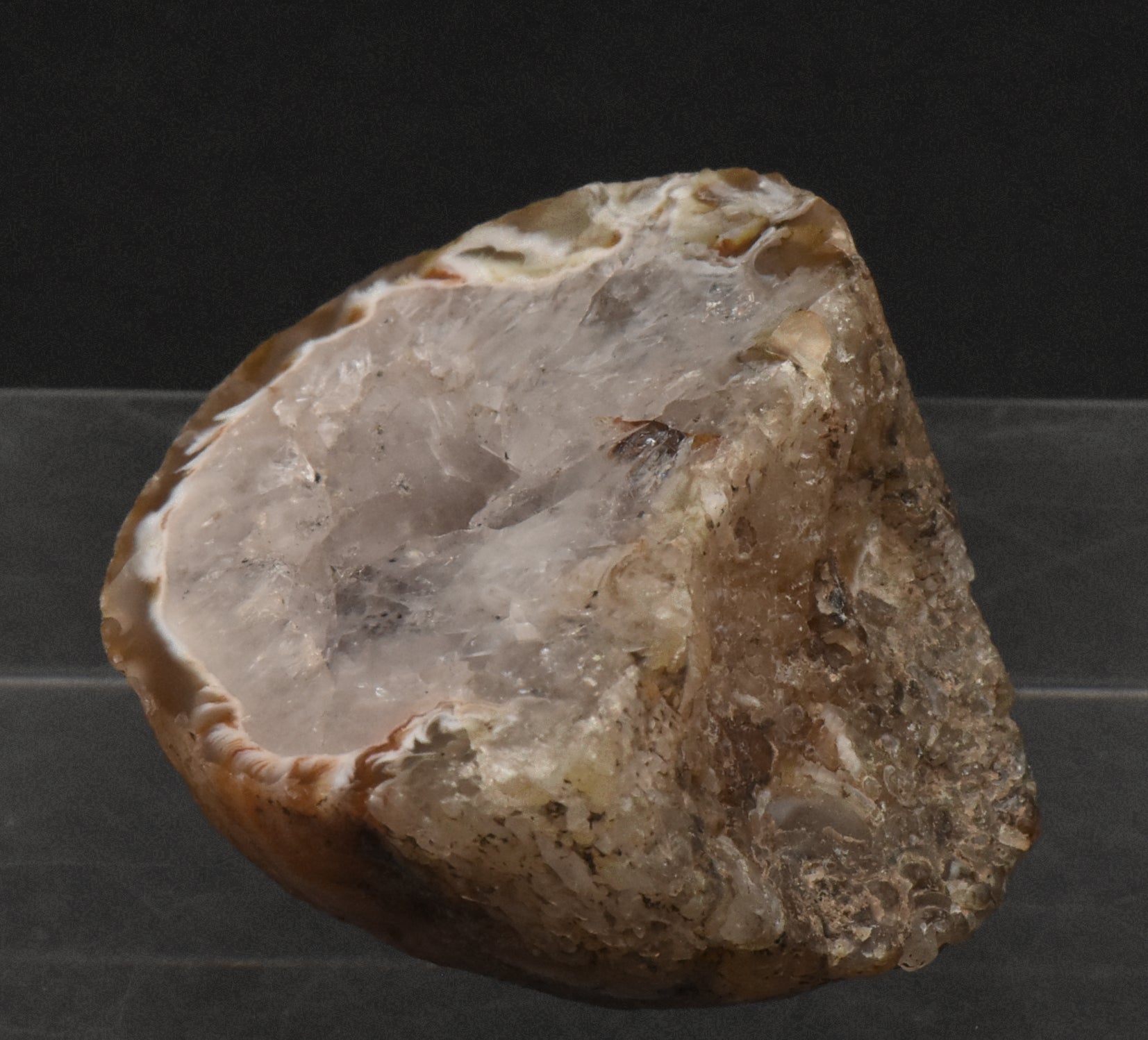 Carnelian and Quartz Geode Half