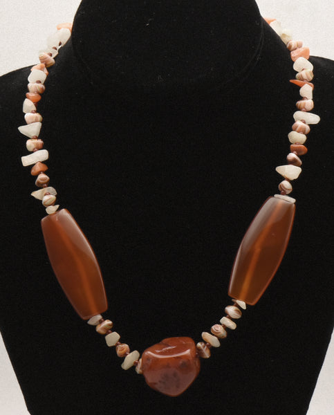 Vintage Carnelian Chunk Bead Necklace - 19.5"