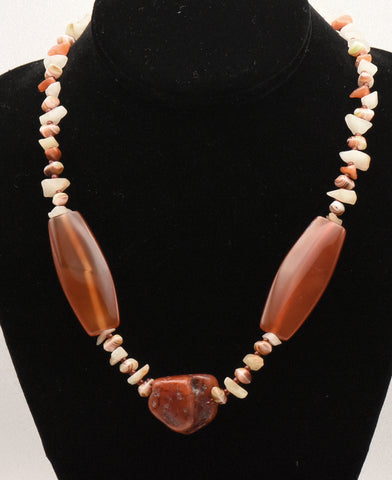 Vintage Carnelian Chunk Bead Necklace - 19.5"