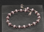 Grayish Purple Cat's Eye Glass and Sterling Silver Beaded Bracelet - 8"