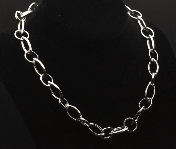 Ross-Simons - Chic Vintage Polished Sterling Silver Chain Link Necklace - 18.5"