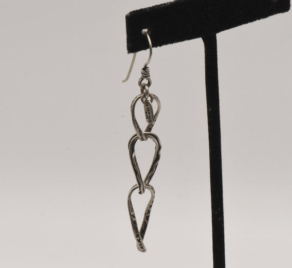 UNMATCHED Vintage Handmade Sterling Silver Triple Link Dangle Earring