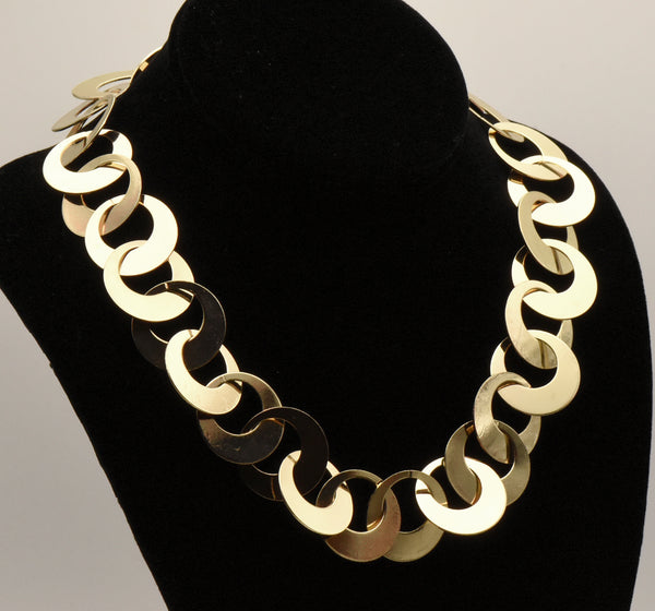 Gold Tone Hoop Link Chain Necklace