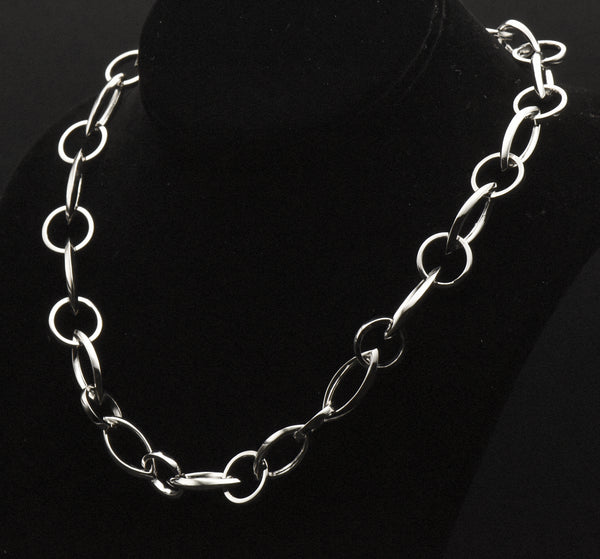 Ross-Simons - Chic Vintage Polished Sterling Silver Chain Link Necklace - 18.5"