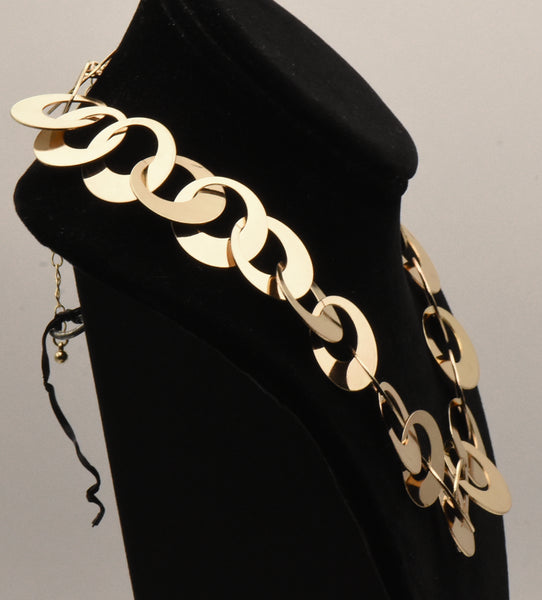 Gold Tone Hoop Link Chain Necklace