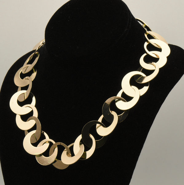 Gold Tone Hoop Link Chain Necklace