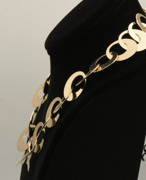 Gold Tone Hoop Link Chain Necklace